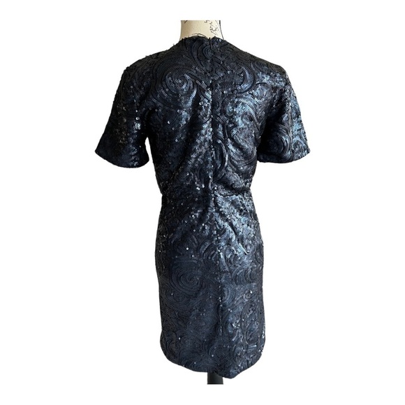 Francesca Women Sequin Dress S Blue Navy Beaded Short Sleeve Party Cocktail - Picture 5 of 12